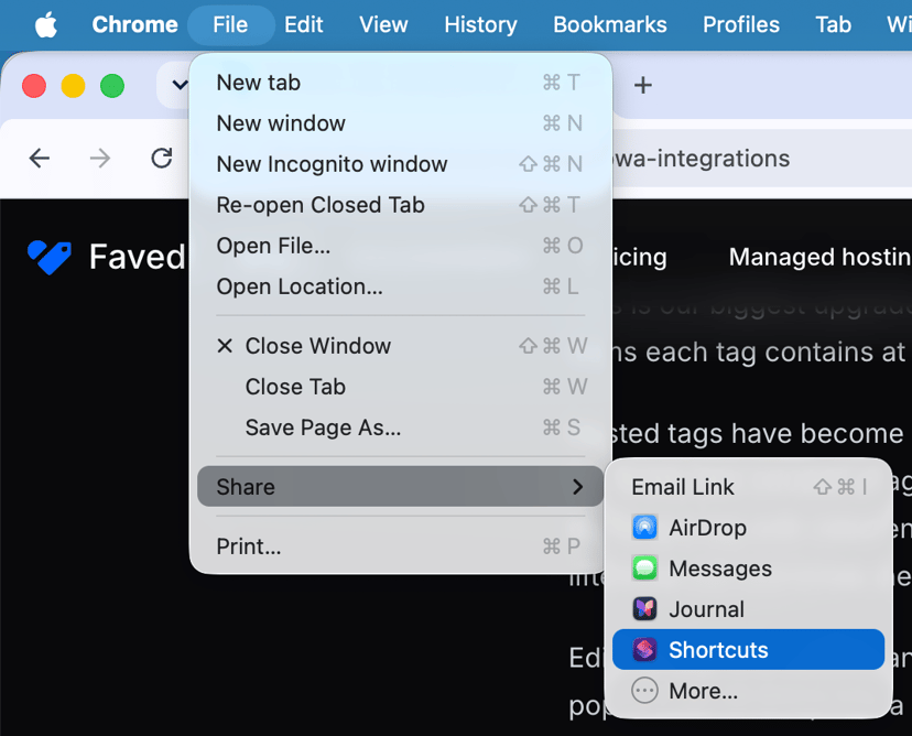 File → Share menu on macOS
